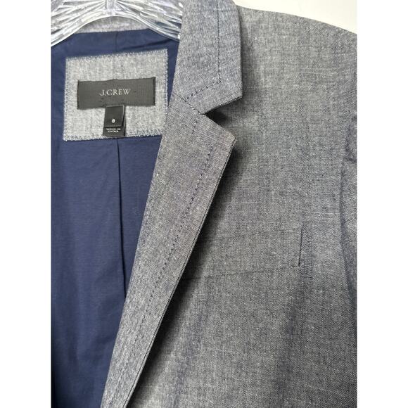 J. Crew one button preppy blazer 100% cotton structured chambray Blue 8 - Picture 4 of 12